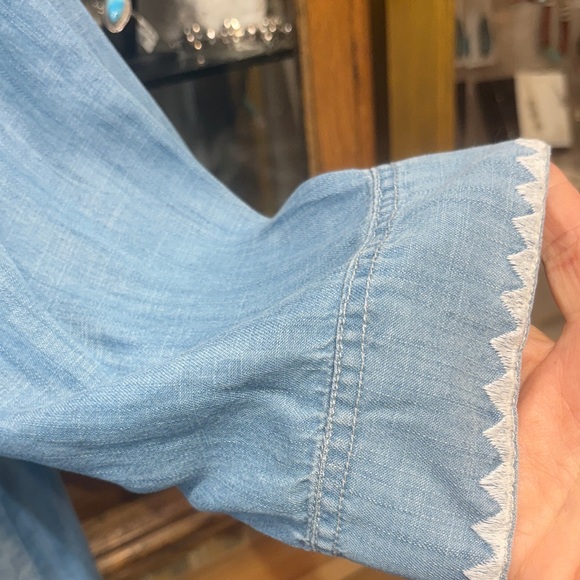 Toofan Tencel Blue Denim Tunic Top with embroidery - Picture 5 of 9